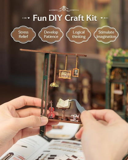 CUTEBEE Book Nook Kit, DIY Miniature House Kits for Adult and Teens, Dollhouse Mini Booknook House Bookshelf Decor, DIY Craft Gifts for Family and Friends（Owl Bookstore）