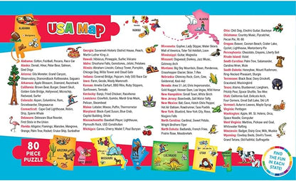 MasterPieces Floor Puzzle - Jumbo Size 80 Piece Jigsaw Puzzle for Kids - USA Map Shaped Puzzle - 3ftx2ft