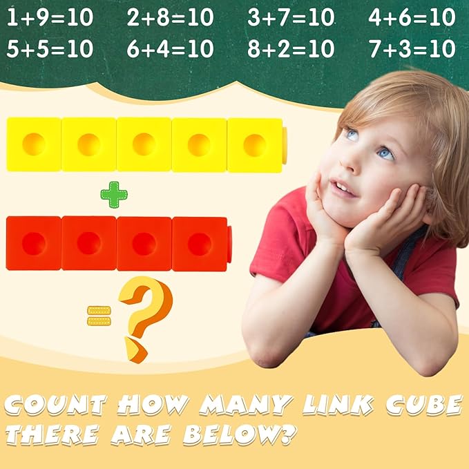 Jenaai 1500 Pieces Linking Cubes for Math Counting Cubes, Colorful Plastic Counting Blocks, Math Manipulatives Classroom Learning Supplies for Preschool Kindergarten Games