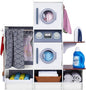 Lil’ Jumbl Kids Washer and Dryer Playset, Wooden Children's Pretend Laundry Set, Includes Broom, Dustpan, Iron, Hangers & Basket, Realistic Laundry Room for Kids - White