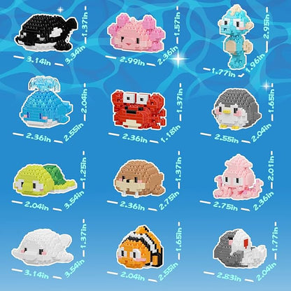 Micro Building Blocks Sets, 12 in 1 Cute Aniamls Series for Kids Birthday Party Favors, Mini Building Blocks, Micro Building Kit Toys, Building Blocks for Adults & Kids