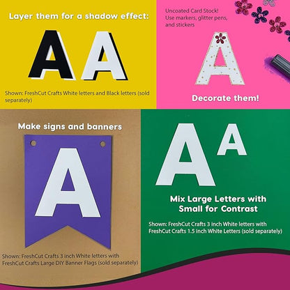 209 Pcs 3 in. White Bulletin Board Letters & Numbers, Capital Letters, Numbers, Punctuation, US Made Card Stock Punch Out Letters for Poster, Bulletin Board, Classroom