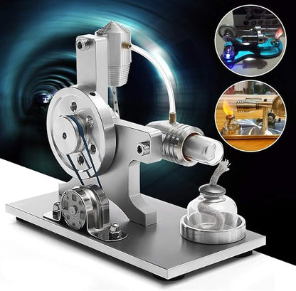 Hot Air Stirling Motor Power Generator Alpha Engine Model Educational Physics Experiment Kit (A)