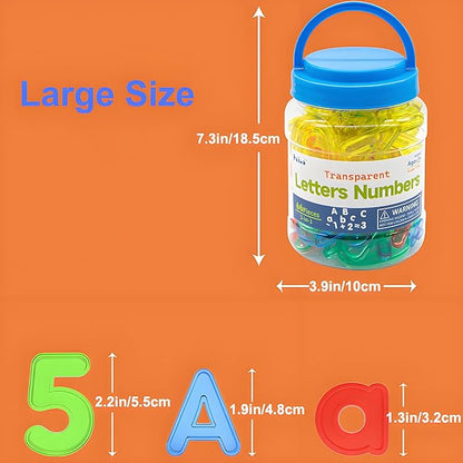Light Table Toys 66 Pcs Translucent Capital and Lowercase Letters and Numbers,Light Table Manipulatives and Accessories for Kids
