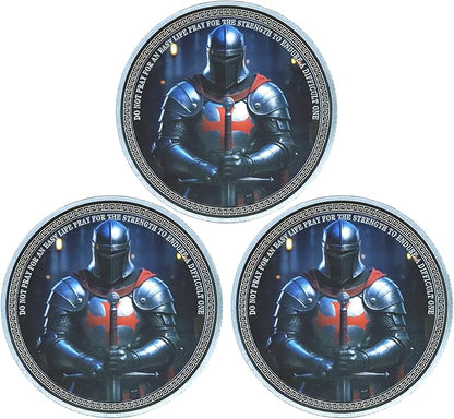 Knight Templar Challenge Coin Armor Red Cross Shield Faith and Bravery Coin Collection (Pack of 3)