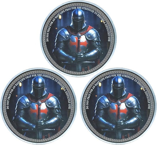 Knight Templar Challenge Coin Armor Red Cross Shield Faith and Bravery Coin Collection (Pack of 3)