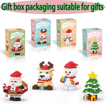 Christmas Building Blocks Reindeer Compatible for Lego Christmas Micro Blocks Stacking New Toys Holiday Present Box New Year Birthday Gifts for Kids 6-12 Years Old (Deer)