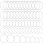 Pndeyo 60pcs Hypoallergenic Earring Beading Hoops, Mix Sizes Round Hoop Earrings Findings, Open Earring Wire Ring Accessories for Jewelry Making- Silver