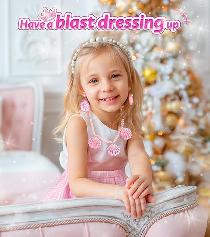 Princess Dress Up Shoes Set, Girls Dress Up Toys, Jewelry Boutique Necklace Earrings Crown, Princess Dresses Role Pretend Play Gifts Princess Toys for Girls Aged 3 4 5 6 Years Old