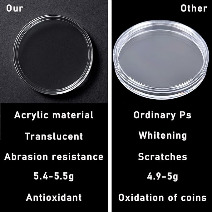 20 Pcs 39mm Acrylic Coin Holder for Silver Dollar, Coin Protector Case for 1oz Silver Britannia, Silver Buffalo's and Silver Somalian African Elephant, Coin Collector Box