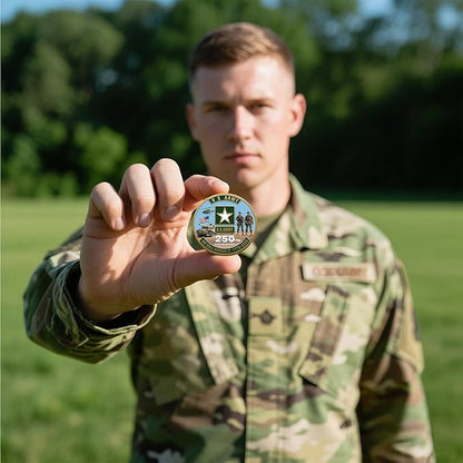 250th Anniversary U.S. Armed Forces Commemorative Coin - Patriotic Military Collectible with Engraved Service Branch Insignia，Patriotic Marine Corps Collectible (Army)