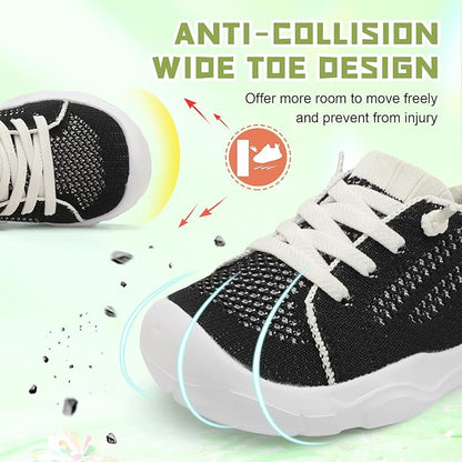 JIASUQI Toddler Shoes for Boys Girls Slip on Sneakers Wide Toe Walking Shoes Toddler Sock Shoes