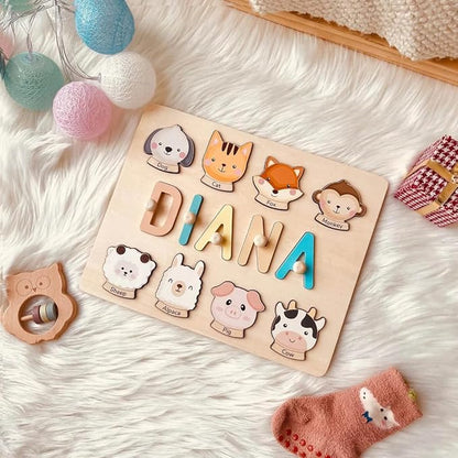 Name Puzzle for Kids Personalized, Custom First Birthday Girl Boy Gifts, Name Puzzles for Toddlers, Personalized Baby Wooden Montessori Toys