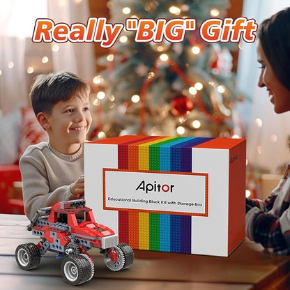 Robot B STEM Kits - Includes Large Storage Organizer, 8 in 1 Electric Monster Truck Building Toys for Kids 6-8 8-10, Educational Construction Science Kit for Boys 6-12 Christmas Birthday Gift