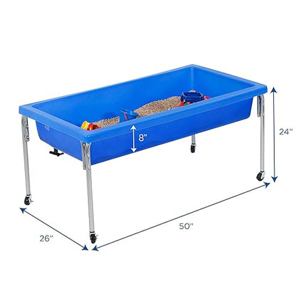 Children's Factory 24" Large Sensory Table, Sandbox with Lid, Water Table for Kids, Blue