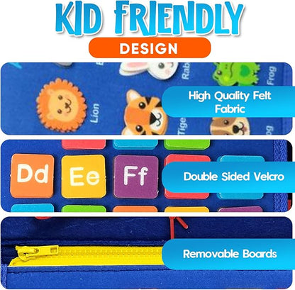 Busy Board Montessori Toy for Toddlers Ages 1-4 – Sensory Activity Board for Fine Motor Skill Development, Educational Travel Toy for Airplane & Car, Learning Toys for Boys & Girls