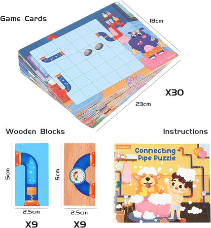 Logical Puzzle,Sequence Matching Game,with Cards（30 Scenes）,Classic Path Planning Toy,STEM Educational Toys,Family Game,Logic Labyrinth Games for Adults and Kids(2 Puzzles).