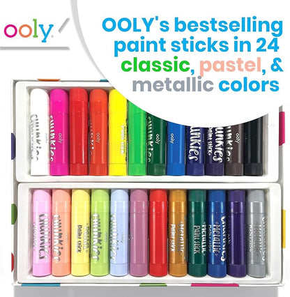 Ooly Chunkies 24 Paint Sticks For Kids, Tempera Paint Sticks Variety Set, Includes Classic, Pastel & Metallic No Mess Quick Drying Colors