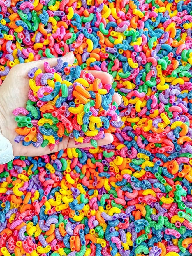 4 Cups of Rainbow Pasta Sensory Bin Filler for Sensory Table - Elbow Noodles