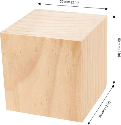 JAPCHET Pack of 60 Wooden Cubes, 2 Inch Natural Unfinished Wood Blocks, Blank Wood Cubes Blocks for DIY Crafts, Puzzle Making, Painting, Carving