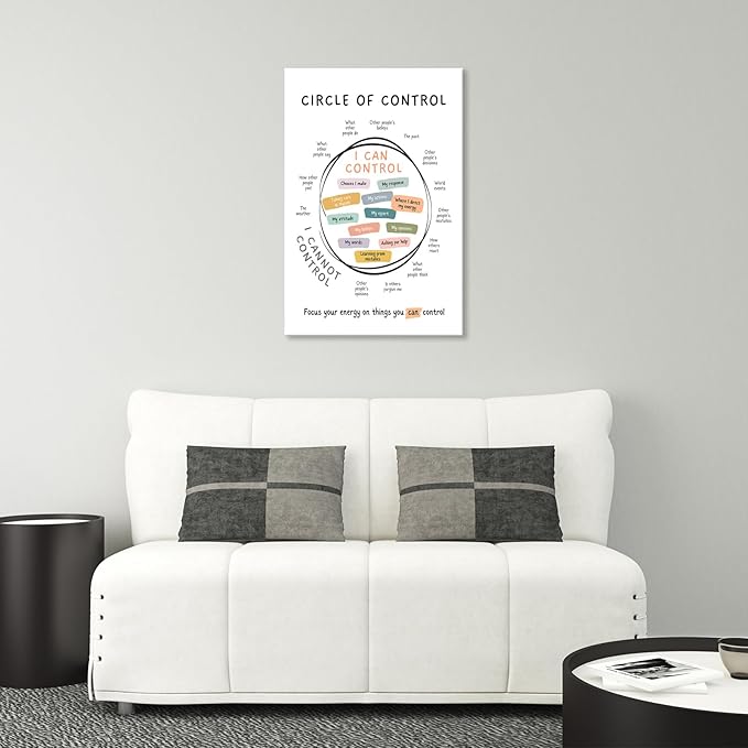 Circle Of Control Poster What I Can And Cannot Control Therapy Office Wall Art Kids Mental Health Poster Calm Down Corner School Decor 24x36in Framed