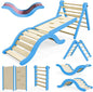 Pikler Triangle Set Climber 5 in 1, Toddler Climbing Toys Indoor Folding with Ramp & Arch & Mat for Montessori Play Gym for Toddlers and Kids (Blue)(105" Wx25 Dx31.5 H)