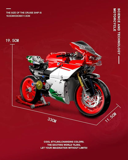 dOvOb Motorcycle V4 Model Building Blocks Set, 803 Pieces, 1:5 Scale, Compatible with Major Brands, Ages 12+