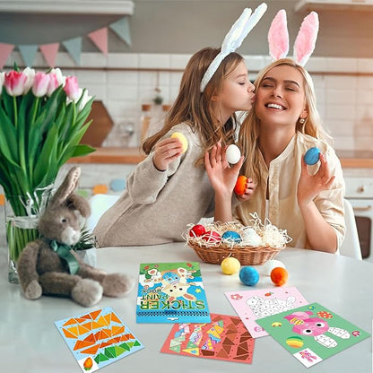 AEAHALY Easter Sticker Book Crafts for Kids Ages 4-8 Reusable Sticker Paint Books Basket Stuffer Gift Party Favors Include Bunny Egg Carrot Chick Gnome and More Designs Create Festival Atmosphere