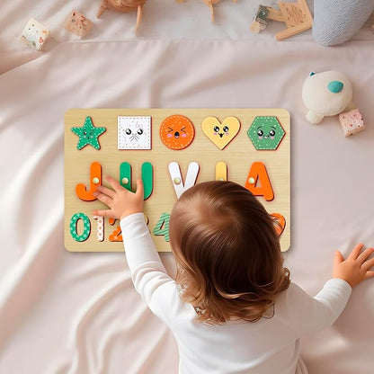 Name Puzzle for Kids Personalized - Custom Name Puzzles for Toddlers 1-3, Customized Wooden Animal Puzzle, Baby Gifts, Baby Shower, Christmas, Newbaby Gift, Gifts for 0 1 2 3 Years Old