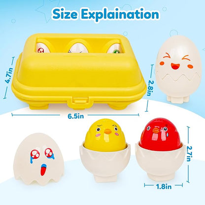 Tddler Toys 1-2,Montessori Geometric Egg Shape Sorter Toys Preschool Learning Educational Color Sorting & Fake Eggs Puzzles Matching Games Fine Motor Toy for Boys Girls