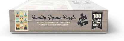 MyPuzzle World Travel, Collage, Vintage Poster - Premium 100 Piece Jigsaw Puzzle for Adults