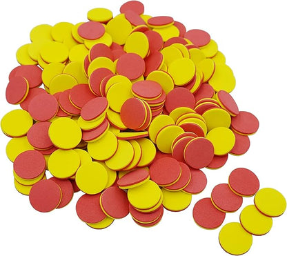 DNB 2-Color Foam Counters - 1 Inch Red-Yellow Double-Sided Math Counters, Early Learning Counting Chips, 200 Pieces