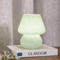 USB Plug-in Mushroom Lamp Small Bedside Table Lamp with 3 Temperature LED Bulb,Free Dimming Nights Light for Bedroom/Living Room/Entryway/Corner Decor (Stripe Green)
