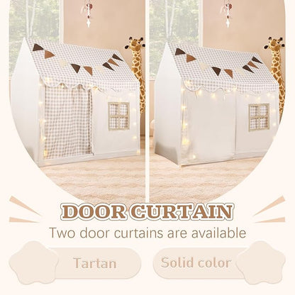 Kids Play Tent, Toddlers Playhouse with Replaceable Door Curtains, Star String, Flag, Washable, Indoor and Outdoor Play Tent for Kids, Girls & Boy Aged 3+, 47" x 31.5" x 47"