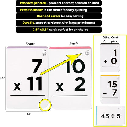 Award-Winning Math Flash Cards Set: 600 Facts for Addition, Subtraction, Multiplication & Division - 10 Fun Learning Games - Perfect for Kids Ages 5-10, Grades 1-6 - Gift-Ready & Teacher-Approved