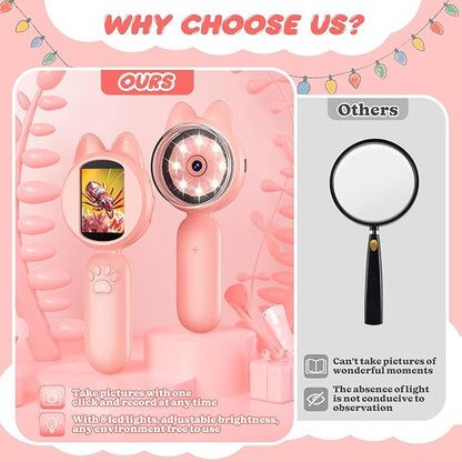100X Handheld Microscope with 2" LCD Screen, Magnifying Glass for Kids with 8 LED Lights, Christmas Birthday Gifts for Children