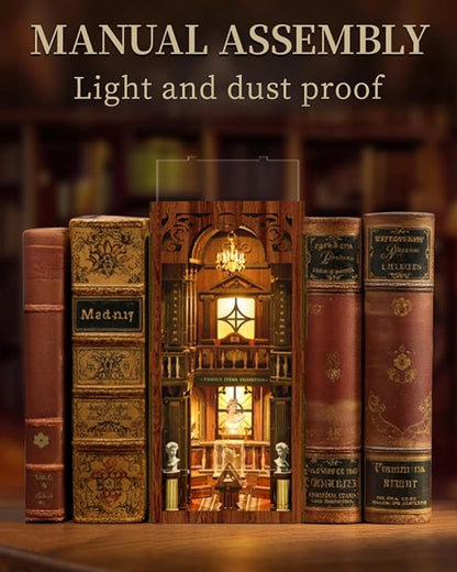 Book Nook Kit - DIY Miniature House Dollhouse 3D Puzzles for Adults and Teens - Gifts for Family and Friends Bookshelf Decor Tiny House Model Build with LED Light (BV02-014)