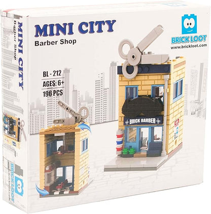 Brick Loot Mini City Barber Shop Building Set – 196-Piece Custom Brick Model Kit, Compatible with Major Brands – Toy Construction Set for Kids and Adults