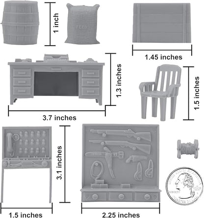 BMC Classic Marx Military Base Camp - 44pc Plastic Army Men Playset Accessories