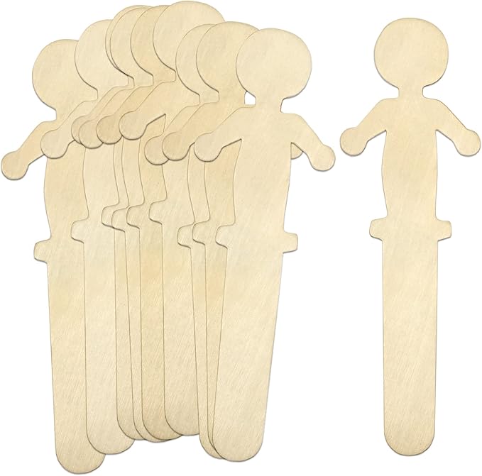 300 Pack Wooden People Craft Sticks, 5.25" Popsicle Stick Figures