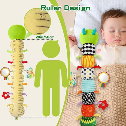 Baby Toys Musical Caterpillar for 0-12 Months, Infant Stuffed Animal with Mirror, Crinkle & Rattle, Tummy Time Toy for Newborn 3 6 9 12 18 Months, for Boys and Girls