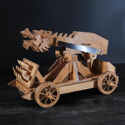 MINI Dragon Ballista Ancient Missile Launcher China Three Kingdoms Chariot Wooden Catapult DIY 3D Puzzles Model Kits STEM Projects Tabletop Toys