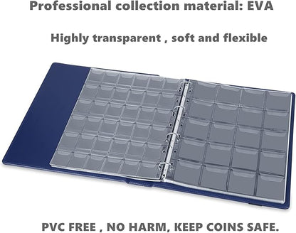 MUDOR Coin Pocket Pages, PVC-Free Coin Sleeves - 30-Pocket Sheets for Binders