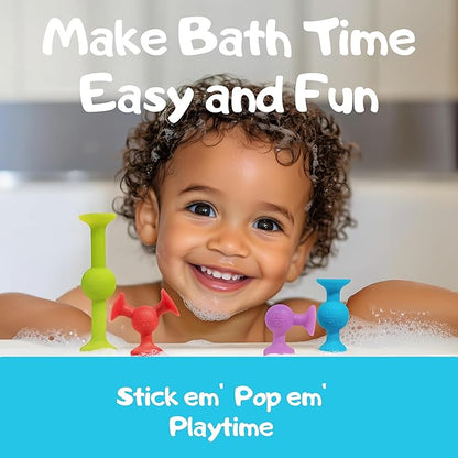 ACME CO 50 Pcs Baby Suction Bath Toys - Fun Squigz, Toddler Sensory & Interactive Building Toys, Montessori Stocking Stuffers