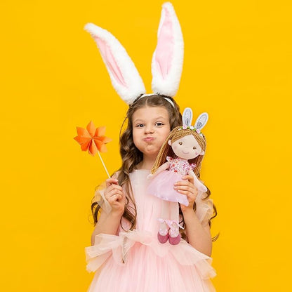 June Garden 16" Enchanted Garden Fairy Doll Brielle - Plush Stuffed Soft Bunny Doll Girl Easter Gift - Pink Dress