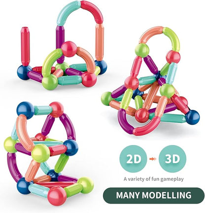 Magnetic Balls and Rods Set, Magnet Building Set, Magnetic Balls and Sticks - Featuring Safe, Extra-Strong, Montessori Toys STEM Stacking Toys for Boys & Girls 3+ (42 PCS)