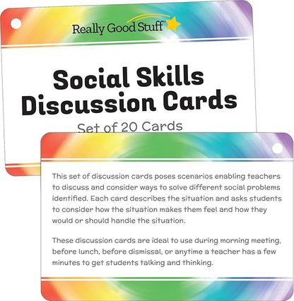 Really Good Stuff Social Skills Discussion Cards - Set of 20 Conversation Cards for Kids - Social Emotional Learning Activities for Understanding Social Rules and Developing Essential Social Skills