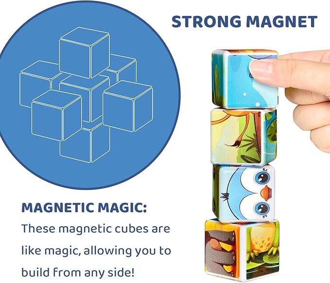 Magnetic Blocks for Toddler Toys, 1.65 inch Magnetic Cubes for Kids, Holidays Theme of Valentine's Day, Easter, Thanksgiving, Halloween, Christmas, Birthday Gifts for Kids