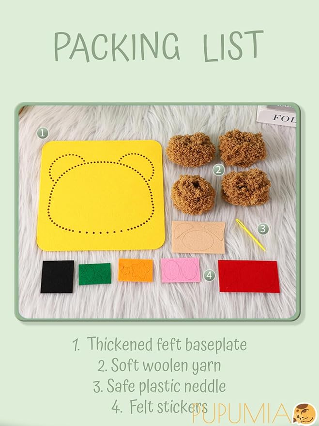 PupuMiao Sewing Kit for Kids DIY Embroidery Sewing Kit Cute Animal Sewing Projects Easy Crafts with English Instructions, Perfect for Beginners, Girls Boys Ages 4-12 (Giraffe+Tiger+Bear+Piggy)
