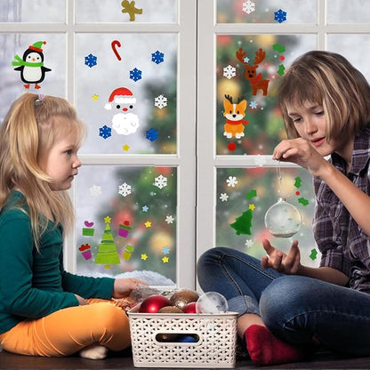 6Pcs Christmas Thick Gel Clings, Christmas Clings Window Stickers Supplies for Children Jelly Window Stickers, Cute Pumpkins Witch Bats Window Clings Easy to Paste Xmas Window Decors Supplies